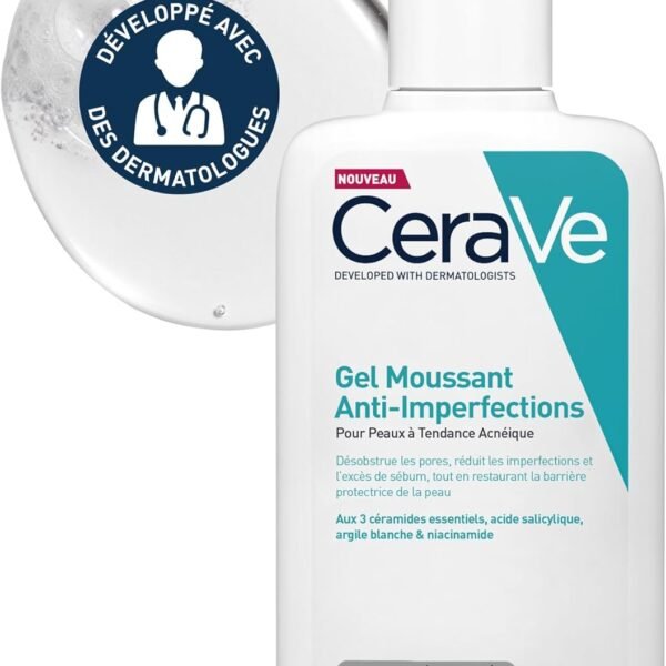 غسول الوجه لعلاج حب الشباب من سيرافي CeraVe Gel Moussant Anti-Imperfections - 236 ML - Nettoyant Visage Purifiant à l’Acide Salicylique - Réduit les boutons et les imperfections - Pour peaux à imperfections et à tendance acnéique