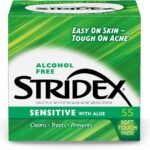Stridex Medicated Acne Pads for Sensitive Skin, Alcohol-Free, 55 pad  ضمادات ستريدكس الطبية لعلاج حب الشباب للبشرة الحساسة، خالية من الكحول، 55 قطعة