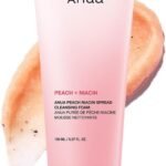 ANUA Peach Niacin Cleansing Foam 150ml for Exfoliation, Pores, Glowing Skin, Moisture, Hydration, Watery Skin, Dry Skin, Combination Skin Peach Niacin Cleansing Foam Facial Cleanser Skincare