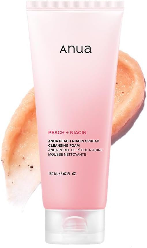ppppp ANUA Peach Niacin Cleansing Foam 150ml for Exfoliation, Pores, Glowing Skin, Moisture, Hydration, Watery Skin, Dry Skin, Combination Skin Peach Niacin Cleansing Foam Facial Cleanser Skincare – Image 1