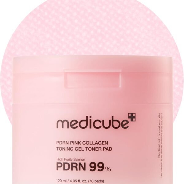 Medicube Toner Pads Salmon DNA PDRN Pink Collagen Jelly Pad | Korean Gel Toner Pad | Niacinamide, Madecassoside, Retinol | Soothing, Radiance, Uneven Skin Tone | Korean Skin Care | 70 Pads (1 Pack)