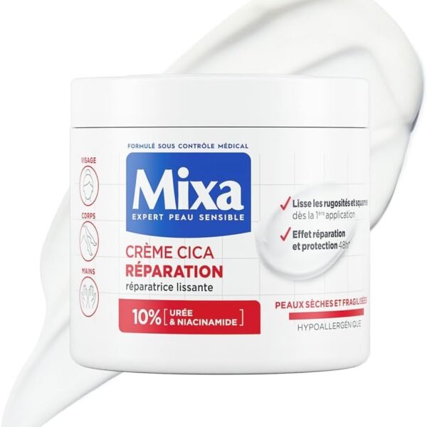 Mixa Expert Sensitive Skin - Cica Repair Cream - Long-Lasting Repair Effect - Very Dry and Rough Skin - Face, Body, Hands - Hypoallergenic - 400 ml