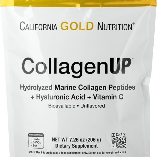 California Gold Nutrition, CollagenUP®, Hydrolyzed Marine Collagen Peptides with Hyaluronic Acid and Vitamin C, Unflavored, 7.26 oz (206 g)