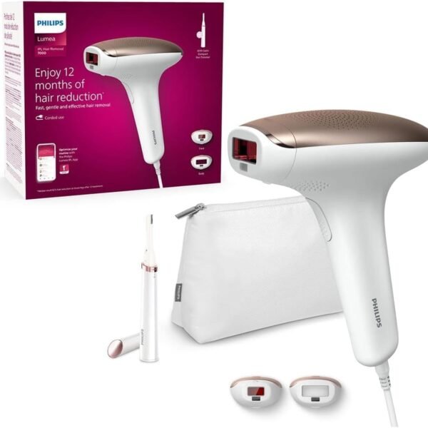 Philips Lumea Épilateur à lumière pulsée Série 7000 - épilateur avec tondeuse-stylo Satin Compact, 2 embouts pour le corps et le visage, utilisation filaire (modèle BRI921/00)
