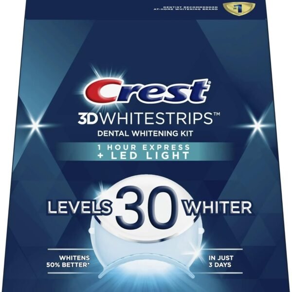 Crest 3DWhitestrips 1 Hour Express + LED Light Teeth Whitening Kit, 19 Treatments