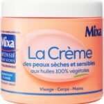 Mixa Intensif Peaux Sèches - La Crème des Peaux Sèches et Sensibles - Multi Usage Visage, Corps, Mains, Pieds - Nourrit 24h et Apaise - Pénétration Rapide - Hypoallergénique - Pot 400 ml