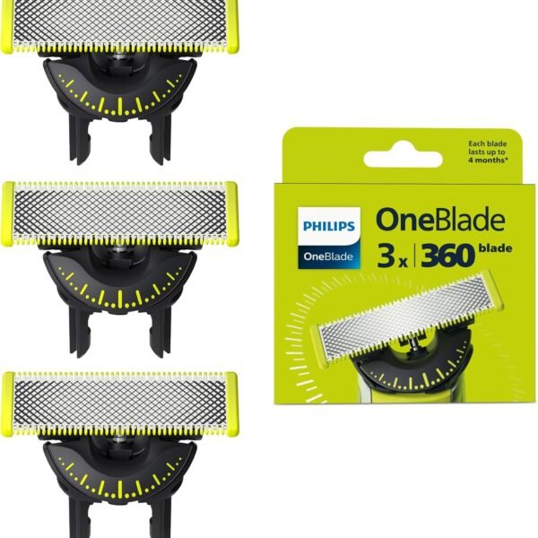 Philips OneBlade 360 - Authentiques lames de rechange, pour rasoir/tondeuse électrique OneBlade, 3x 360 lames, modèle QP430/60