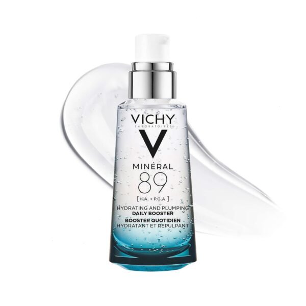 Vichy Mineral 89 Booster, Pure Hyaluronic Acid Serum for Face with Polyglutamic Acid for Skin Barrier Repair, Plumps & Hydrates, Lightweight Hydrating Serum, Oil-Free, Non-Sticky