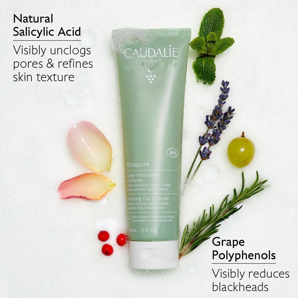 71gEttNriWL._SL1200_ Caudalie Vinopure Salicylic Acid Cleanser, Pore Purifying Gel Cleanser - 150 mL – Image 1