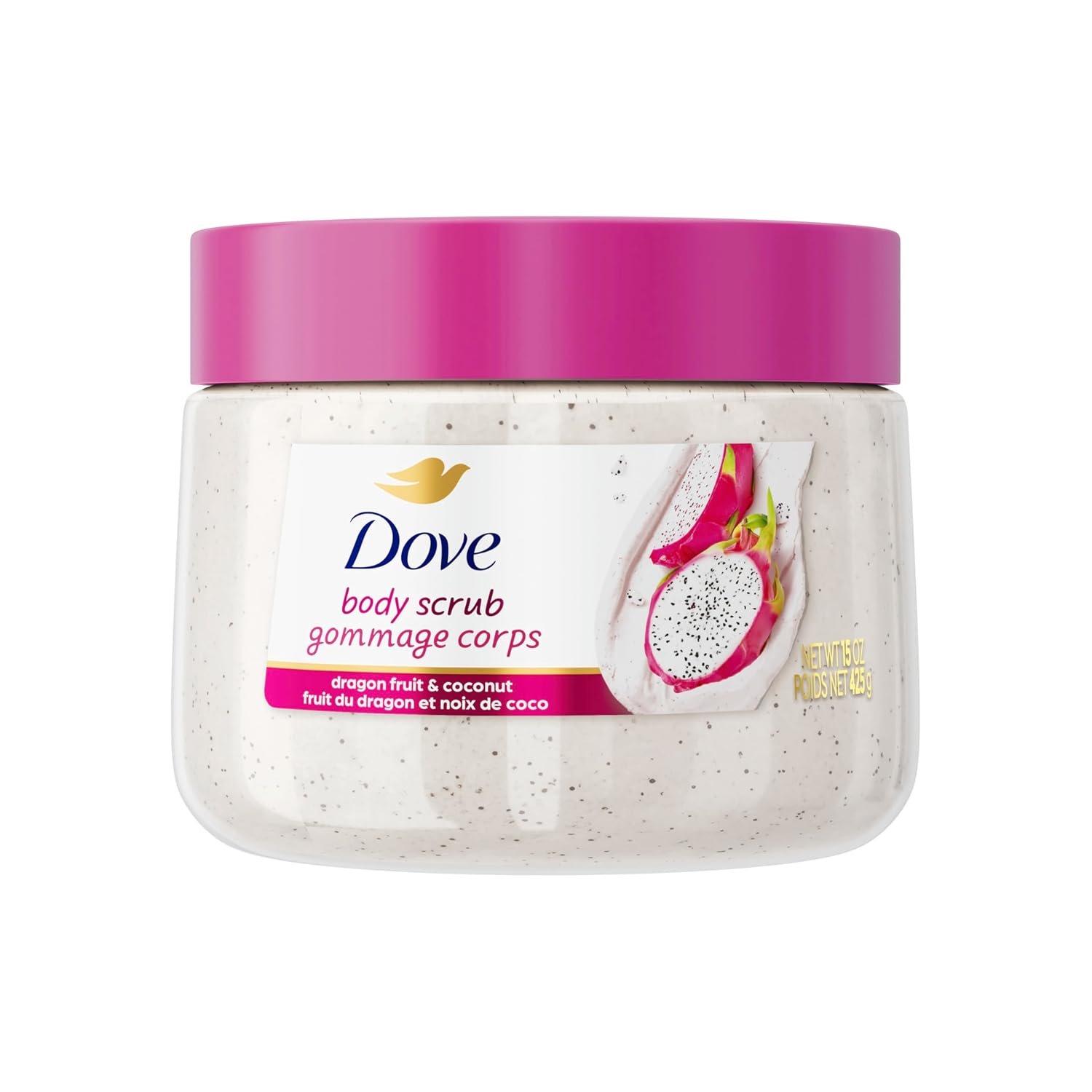 fruit de dragong Dove Body Scrub Dragon Fruit & Coconut Cream Body Scrub Exfoliates and Deeply Nourishes for Smooth, Radiant Skin 15 oz - Image 1