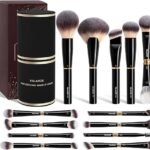 MAANGE Makeup Brushes - 13Pcs Makeup Brush Set for Foundation Powder Concealers Blush Eyeshadow, Double-End Multi-functional Face & Eye Make Up Brushes, Black