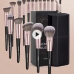 MAANGE  Professional Makeup Brush Set with Case – Premium Synthetic Brushes for Foundation, Powder, Blush, Eyeshadow & Blending,Black Coffee
