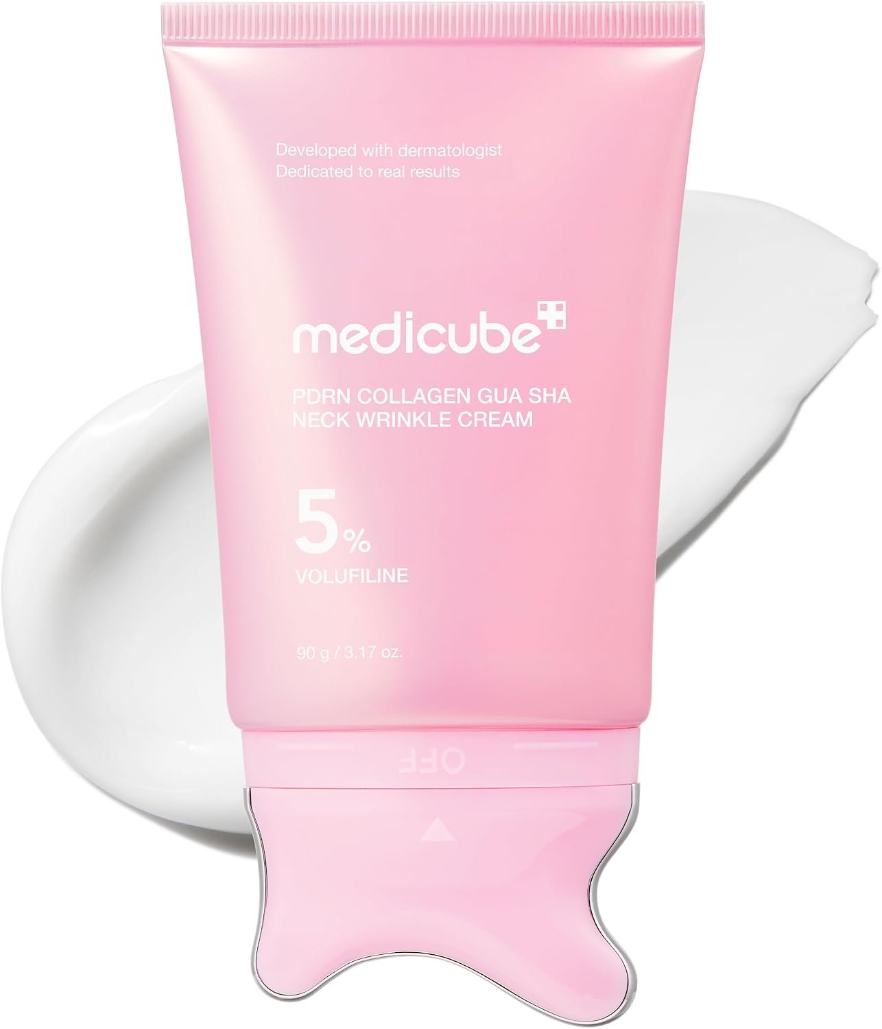 gu medicube PDRN Crème anti-rides au collagène Gua Sha | Masseur Gua Sha intégré avec volufiline 5 % | Raffermissant, soin du contour pour l'apparence des ridules, de la mâchoire, du cou, du décolleté - Image 1